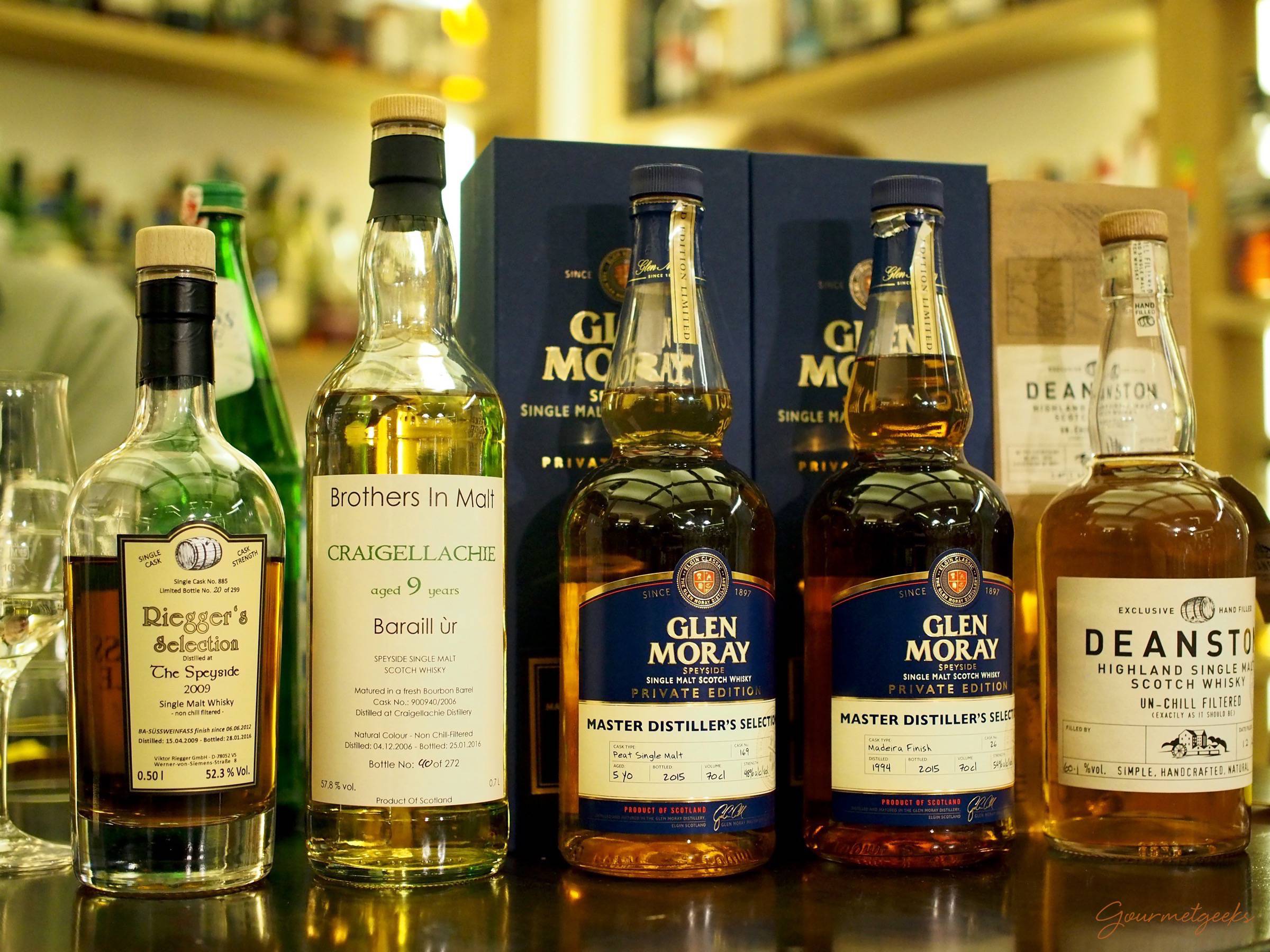 Das Line-up: 4 mal Speyside, einmal Highland